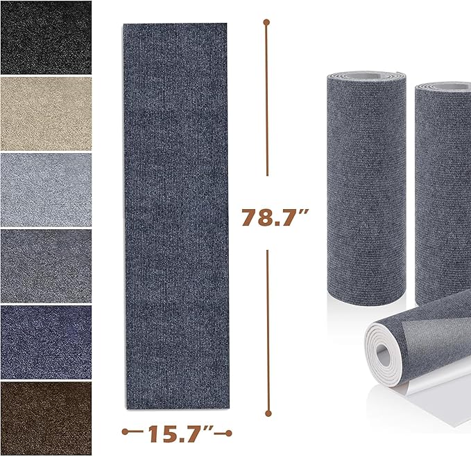 Cat Scratching Post Carpet Mat Trimmable Self-Adhesive Replacement Mat 78.7"x15.8" Cuttable Cat Scratcher Cover for Cat Tree Shelf Shelves Steps Couch Furniture Wall DIY Protector, Dark Grey