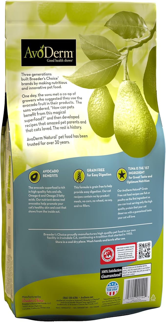 AvoDerm Grain Free Tuna with Lobster & Crab Meal Dry Cat Food, 5lb bag