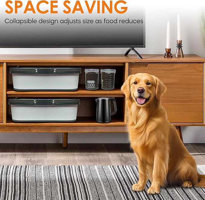 35lbs Dog Food Storage Container, Collapsible Dog Food Container, Wheels, Handle, Airtight Pet Food Storage Container, Scoop, 1L Small Dry Food Pail For Dog Cat Bird Food