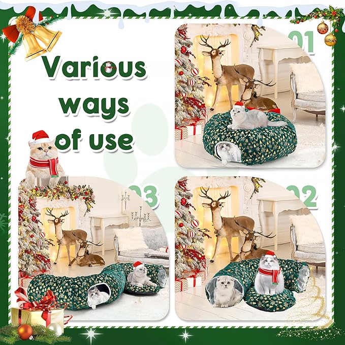 Cat Tunnel Bed,Collapsible Cat Donut Tunnel,Circle Foldable Peekaboo Cat Cave,Enrichment Cat Tube for Indoor Cats,Puppy and Pet