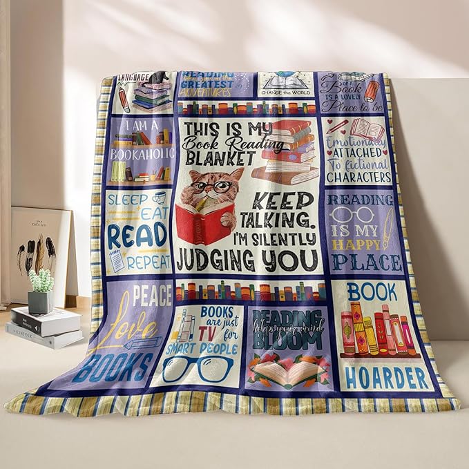 Gifts for Readers, Book Lover Gifts for Women, Reading Blanket for Book Lovers, Reading Literary Blanket 60"x50"