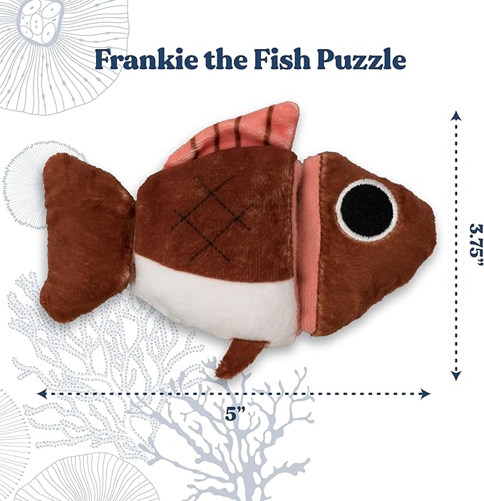 Stuffed Animal Cat Toy | Ocean Collection | Fish PuzzleToy for Indoor Cats | Cute Interactive Plush Toys for Swatting and Playing| Made of Eco-Friendly Materials - Go Green!