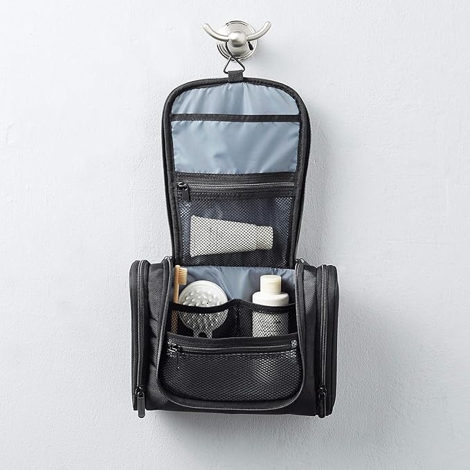 Amazon Basics Hanging, Travel Toiletry Bag Organizer, Shower Dopp Kit, Black