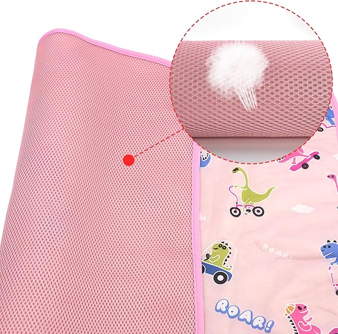 NACOCO Summer Pet Cooling Mat - Cat Dog Cushion Pad Sleeping Cool Dinosaurs Comfortable Soft for Pets Kids and Adults (Pink Dinosaur, S)