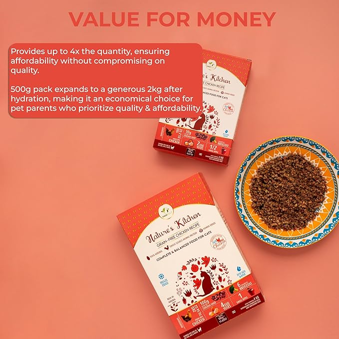 Nature's Kitchen Freeze Dried Cat Food - 100% Real Chicken | Grain Free, Provides High Protein | Healthy Cat Food - Provides Complete, Balanced Meal (17.64oz)