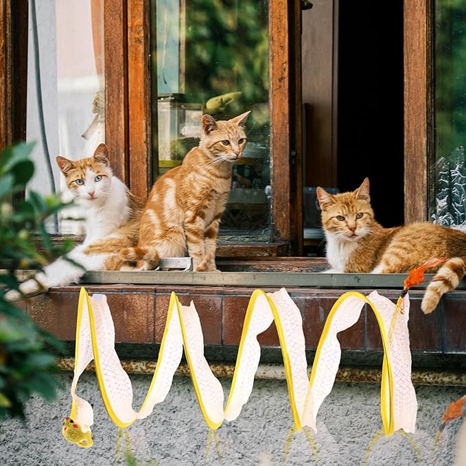 Folded Cat Tunnel, Large Size Portable Cat Toy Spiral Tunnel Cat Toy Tunnels for Indoor Cats Decompression Interactive Cat Springs Toys