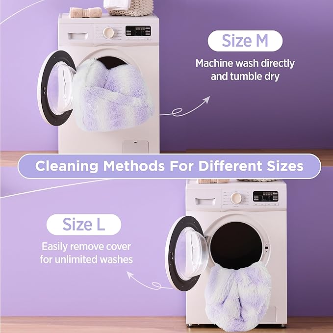 Lesure Cute Cat Couch Bed - Furry Indoor Cat Sofa Large, Washable Calming Small Dog Beds for Puppy with Fashion Design, 26x21x9inches, Purple Stripe