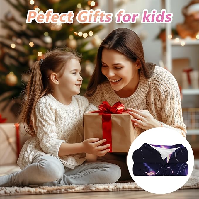 Cat Gifts Blanket, Cat Gifts for Women Girls Kids Cat Lovers, Black Cat Gifts, Cat Mom Gifts, Funny Galaxy Cat Blanket, Pink Purple Space Cat Sparkle Starry Stars,50"x40"