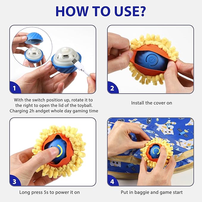 Interactive Cat Toys, Fast Rolling Ball in Play Pocket, Automatic Motion Activated Moving Ball Hide and Seek Mouse Catching Game