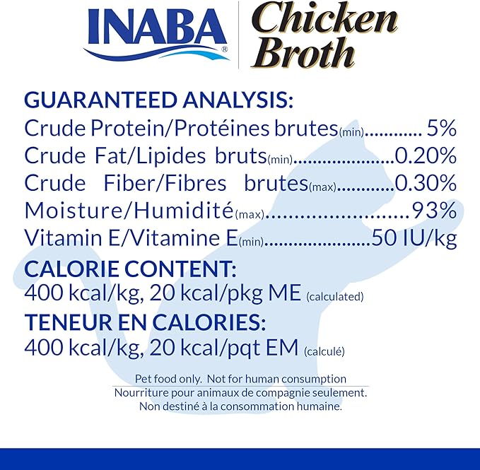 INABA Chicken Broth, Shredded Chicken & Broth Side Dish/Topper for Cats with Vitamin E, 1.76 Ounce Pouch, 8 Pouches Total, Chicken and Scallop Recipe