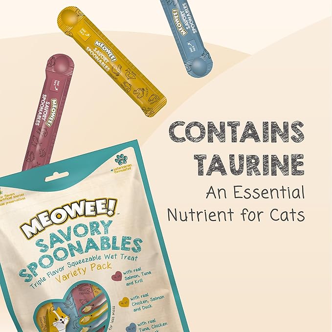 Savory Spoonables Variety Pack, 12 Count Tube, Triple Flavor Squeezable Lickable Wet Treats for Cats with Built-in Spoon for Less Mess