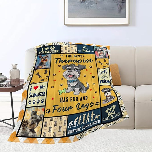 Miniature Schnauzer Dog Blanket Schnauzer Decor Throw Blanket Super Warm Soft Plush Lightweight Fleece Flannel Blanket Gifts for Dog Lovers Girls Women Boys Kids for Winter Couch Bedding 50"X60"