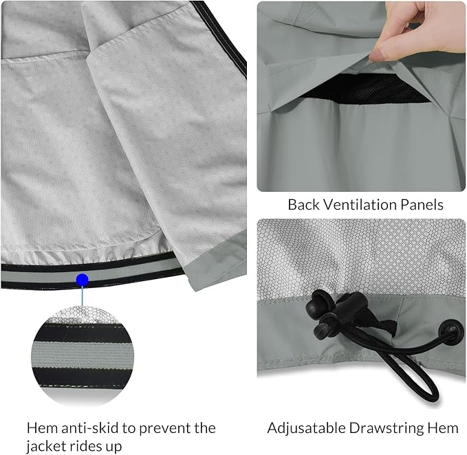 baleaf Men's Rain Jacket Waterproof Windbreaker Running Cycling Golf Hiking Gear Hood Lightweight Reflective Packable