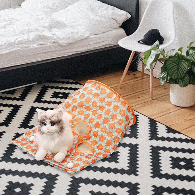 Cat Tunnel Bags, Pet Tunnel Bag Cat Cave Toy Collapsible Cat Bag Toy Crinkle Cat Tube Self Hide and Seek Play Cat Supplies Gift for Indoor Outdoor