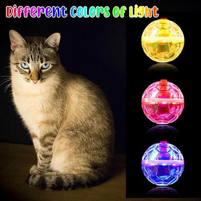 CHENGU 15 Pieces Ghost Hunting Cat Ball Light up Cat Balls Motion Activated Interactive Cat Toy Small LED Glowing Pet Ball for Animal Dog Running Activity Indoor Supplies, 1.38 x 1.5 Inches