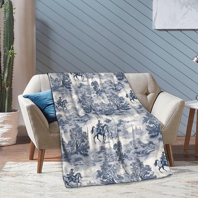 Western Cowboy Soft Throw Blanket Flannel Fleece Blankets Warm Cozy Lightweight Fuzzy Blanket for Bed Sofa Couch Home Decor 60"X50"