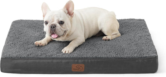 Bedsure Dog Bed Medium Size Dog - Orthopedic Flat Puppy Beds with Removable Washable Cover, Egg Crate Foam Pet Mat, Suitable for Pet Up to 35 lbs