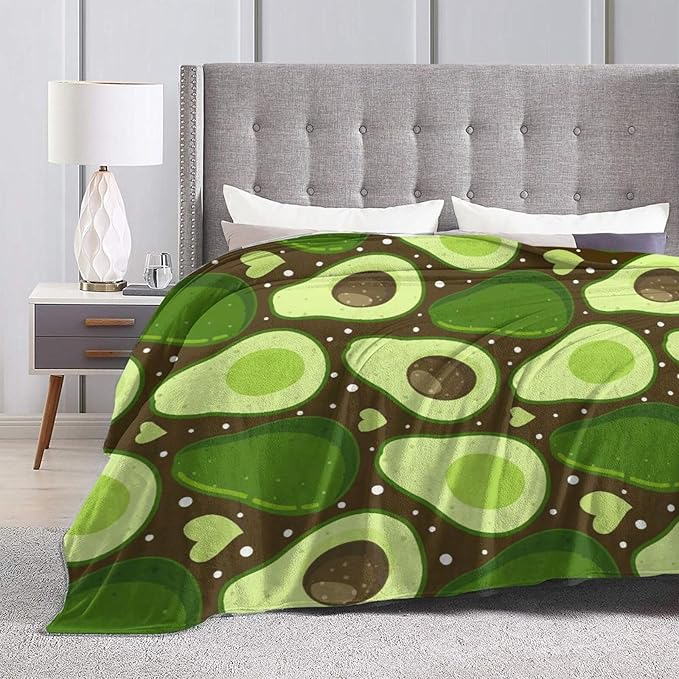 Avocado Merch Cozy Print Flannel Fleece Soft Plush Fuzzy Warm Lightweight Bedding - Avocado Gifts for Women, Men, Girls, Kids - 80"X60"