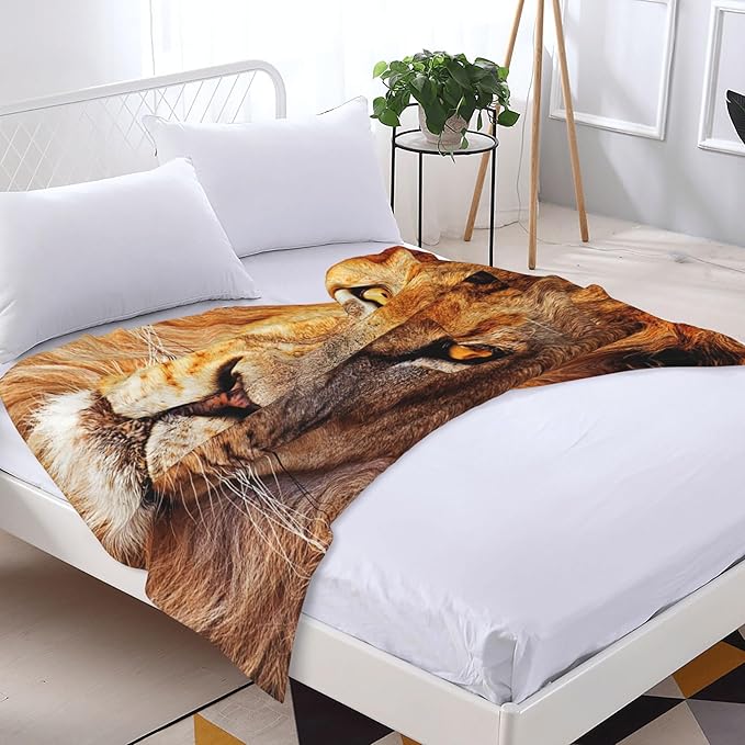Lion Soft Throw Blanket Flannel Fleece Blankets Warm Cozy Lightweight Fuzzy Blanket for Bed Sofa Couch Home Decor 60"X50"