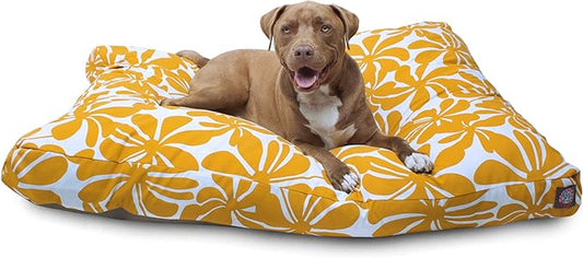 Yellow Plantation Extra Large Rectangle Indoor Outdoor Pet Dog Bed With Removable Washable Cover By Majestic Pet Products