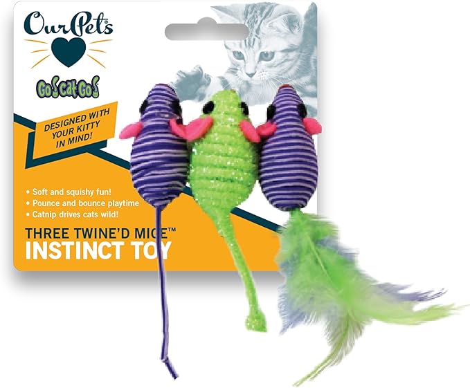 OurPet's Three Twined Mice Catnip Toys for Indoor Cats