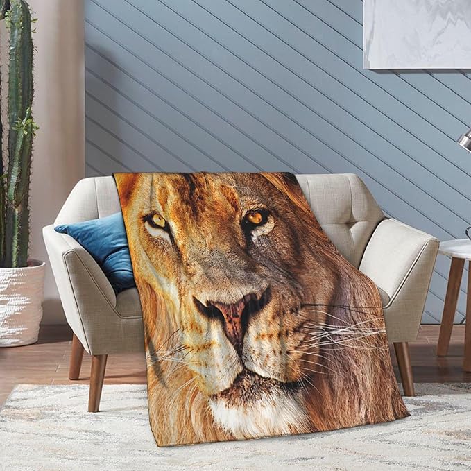 Lion Soft Throw Blanket Flannel Fleece Blankets Warm Cozy Lightweight Fuzzy Blanket for Bed Sofa Couch Home Decor 60"X50"
