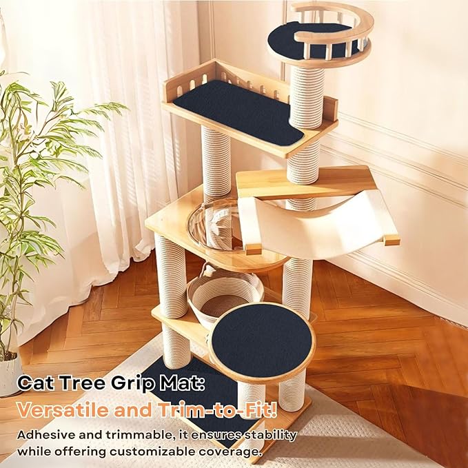 Cat Scratch Mat (Black, 8-Pack, 9.8''*18.8''), Furniture Protector from Cats Scratching, Strong Self-Adhesive Backing for Easy and Sturdy Application, Versatile for Cat Trees, Posts, and Beds