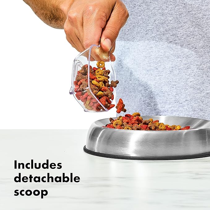 OXO Good Grips Pet POP Container – 4.4 Qt/4.2 L with Scoop |Ideal for up to 4lbs of Dog Food or 3.5lbs of Cat Food | Airtight Storage Container | BPA Free