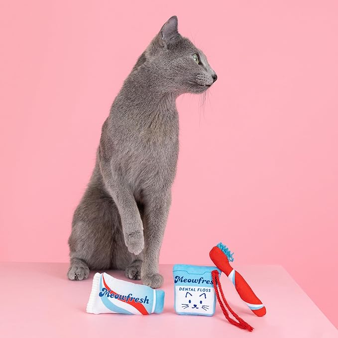 Fringe Studio Plush Cat Toy Set, Minty Fresh, Mini 3 Piece Set, Pet Shop Collection (904031)