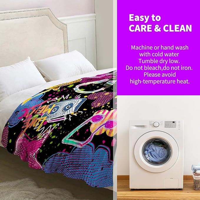 Music Note Blanket Gifts for Boys Men Women Girls Birthday Christmas Valentine Presents Colorful Musical Theme Decor Bedroom Living Room Couch Bed Sofa Soft Cozy Kids Adults Teen Fleece Throws 60"x50"