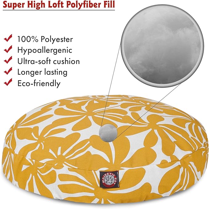 Yellow Plantation Large Round Indoor Outdoor Pet Dog Bed With Removable Washable Cover By Majestic Pet Products