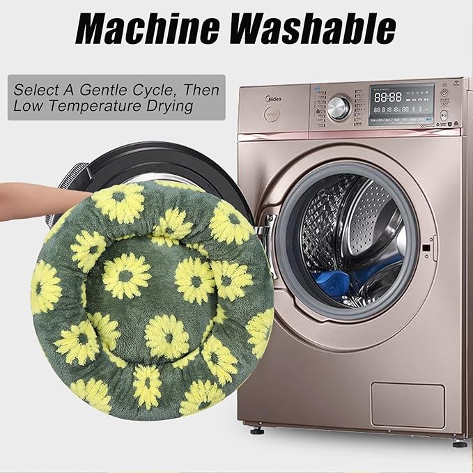 Calming Dog Bed, Dog Beds Fits up to 40 lbs Pets, Fluffy Donut Dog & Cat Bed Washable, Round Anti Anxiety Dog Bed, Small Dog Bed with Non-Slip Bottom (Yellow, 28" x 28")