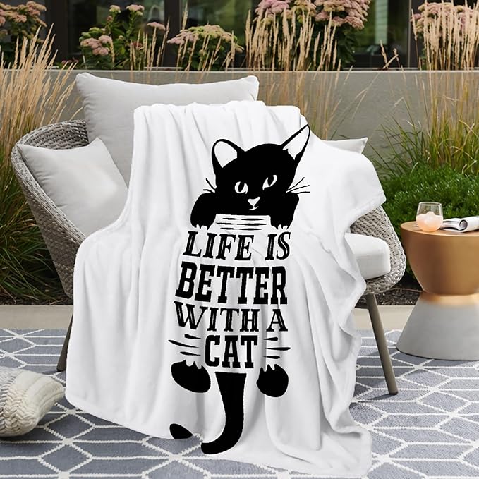Black Cats Throw Blanket Super Soft Cozy Black Cat Blanket for Kid Adult Women Men Best Hallowen for Cat Mom Cat Lovers Cute Pet Cats Blanket for Couch Bed Sofa Dorm Home Decor(80"X60")