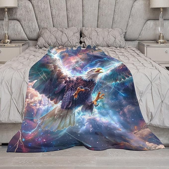 Patriot Eagle Blanket Eagle Gifts for Girls Boys Woman Kids Flying Eagle Lover Throw Blankets Soft Blanket Warm Fleece Flannel Plush Blankets for Bed Sofa Couch 60"x80"