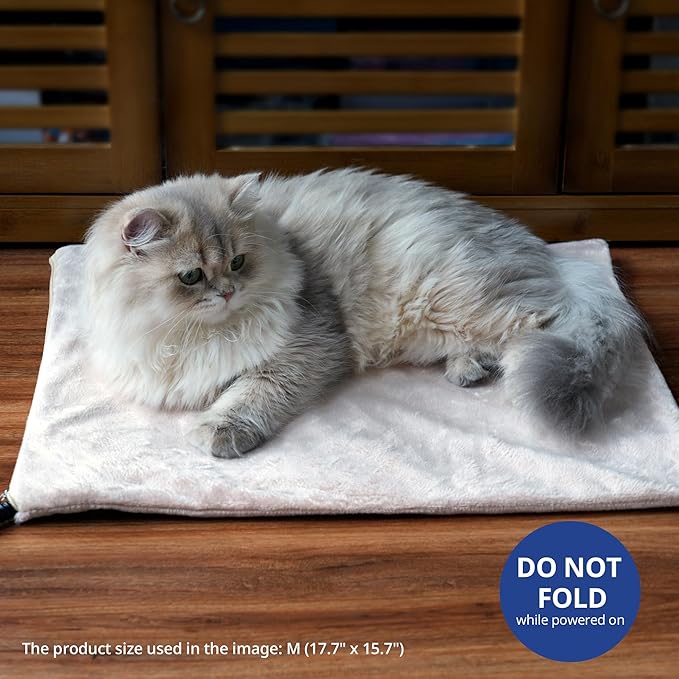 NICREW Cat Heating Pad, Temperature Adjustable Heated Cat Bed with Auto Shut Off Timer, Indoor Pet Heated Bed Mat for Cats and Dogs, 17.7 x 15.7 Inches, 55W (max)