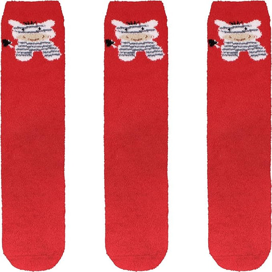 BambooMN Women's Super Soft Warm Microfiber Fuzzy Cozy Animal Socks or Christmas Winter Animal Socks, Value Pack