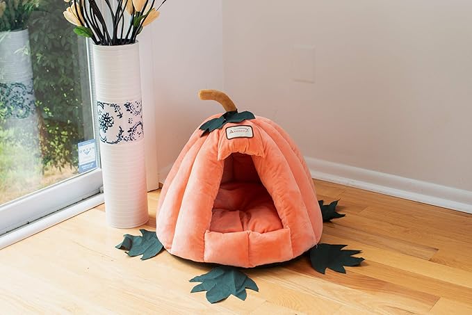 Armarkat Cat Bed Model C85CCS Pumpkin Shape, Orange, 20 x 20 x 16