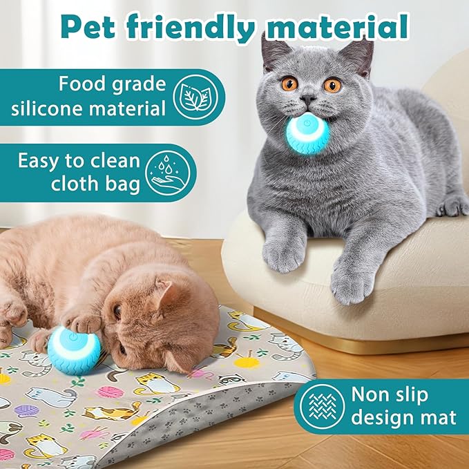 Interactive Cat Toy for Indoor Cats Kittens Toy Hide and Seek Mouse Catching Game Electronic Rolling Ball Toy Rechargeable Cats Toy (Brown Bag)