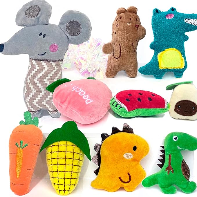 Cat Toys, Interactive Cat Toy for Indoor Cats, Soft and Durable Crinkle Sound Catnip Toys, Catnip Filled Mouse Cat Teething Chew Toy (Pack of 12)