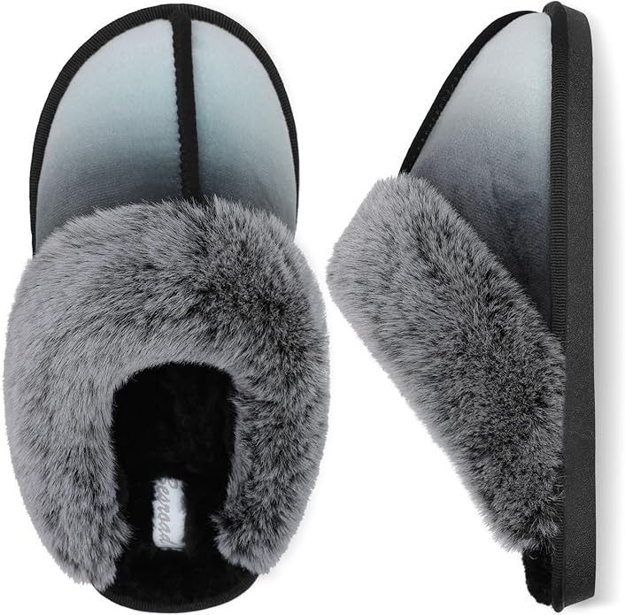 Besroad Winter Fuzzy House Slippers Sandals Plush Faux Fur Fluffy Flats Slippers Warm Slide Shoes for Women