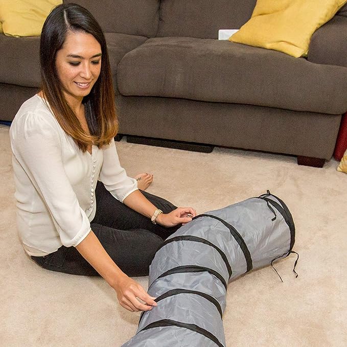 PetLike S Way Cat Tunnel Collapsible Pop-up Pet Tube Hideaway Play Toy with Ball (S Way and 1 Way, Grey)