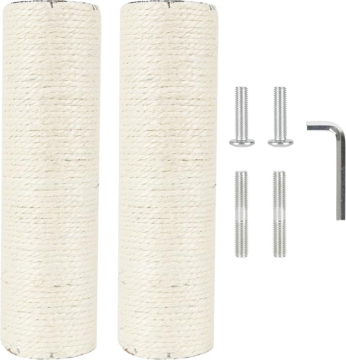 2.9in 7.4cm Diameter Cat Tree Scratching Post Replacement Parts Sisal Pole (M10, 25cm/9.8in)