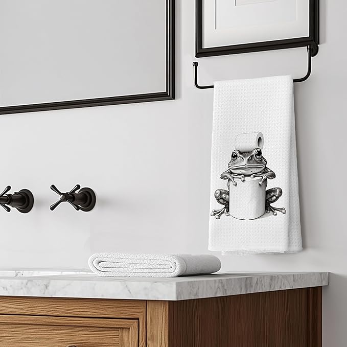 Funny Bathroom Hand Towels，Frog Gifts for Women,Frog Bathroom Decor,16x24 inch