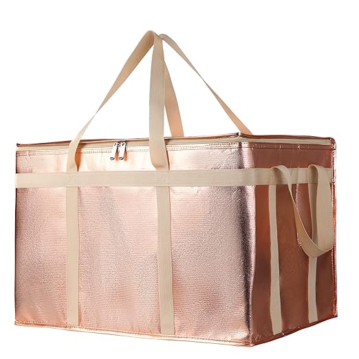 Bodaon 2-Pack Insulated Pizza Delivery Bags, XXX-Large Commercial Food Delivery Insulation Bag for Hot/Cold Food, Large Capacity Reusable Warming Bag, Gold