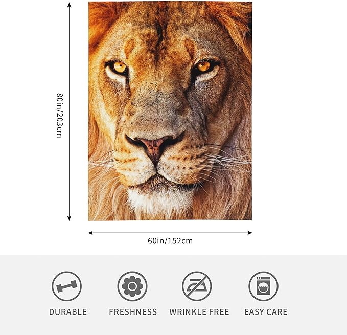 Lion Soft Throw Blanket Flannel Fleece Blankets Warm Cozy Lightweight Fuzzy Blanket for Bed Sofa Couch Home Decor 80"X60"