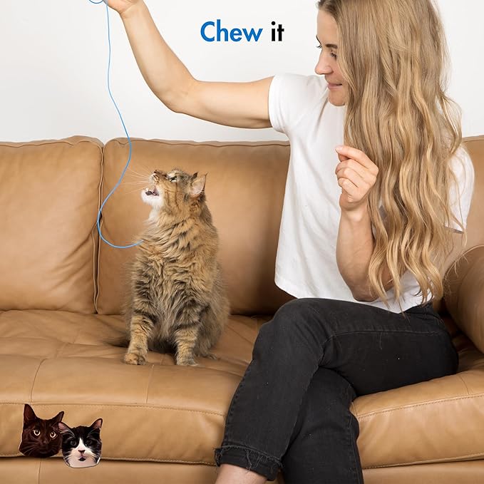 Niko and Oscar's Cat Toys | The Blue String | Cat String Toy | (1-Pack, Chonky, Blue)