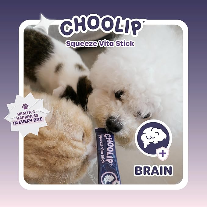 Squeeze Vita Stick Lickable Treats for Dogs & Cats. 49 Brain Support Sticks with Essential multivitamins. Soft and Tasty Paste for All Life Stages, Supporting Brain Health
