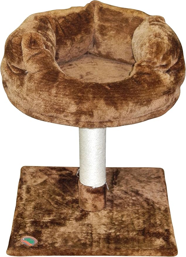 Go Pet Club 24" Simple and Space Saving Design Soft Plush Elevated Kitty Bed Kitten Condo for Indoor Cats, Brown