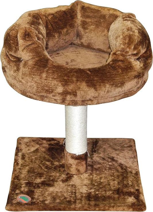 Go Pet Club 24" Simple and Space Saving Design Soft Plush Elevated Kitty Bed Kitten Condo for Indoor Cats, Brown