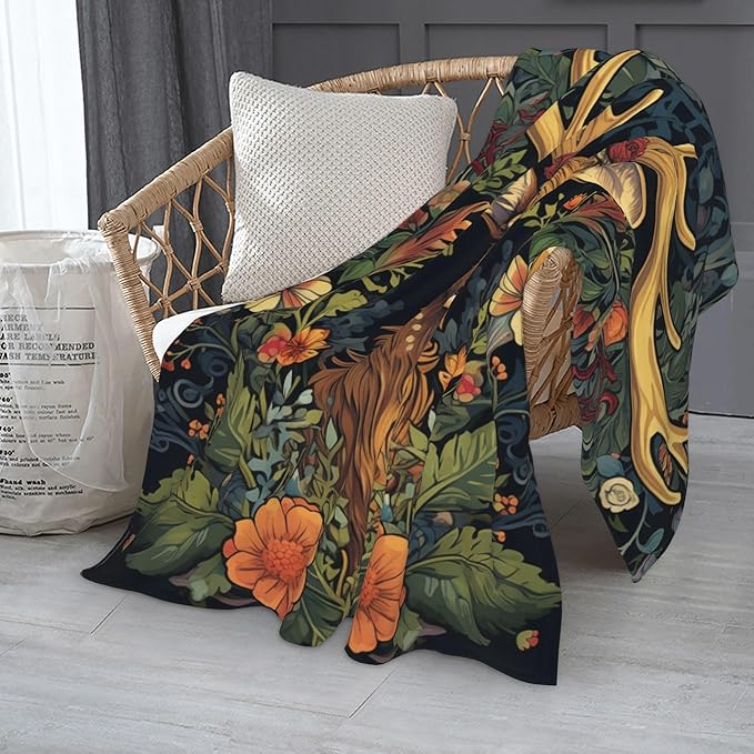 Deer Soft Throw Blanket Flannel Fleece Blankets Warm Cozy Lightweight Fuzzy Blanket for Bed Sofa Couch Home Decor 60"X50"